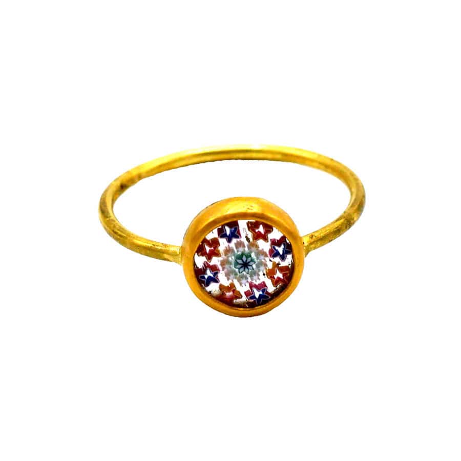 Modern Gold Ring set with an Antique Complex Murrina by G.B. Franchini, 1840/1843