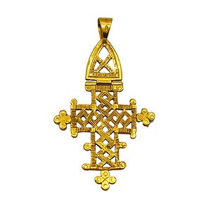 Antique 18k Gold Coptic Cross Pendent, Ethiopia