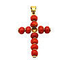 Antique Cross Pendant, Red Mediterranean Coral and 18k Gold - Image 2