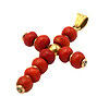 Antique Cross Pendant, Red Mediterranean Coral and 18k Gold - Image 3