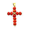Antique Cross Pendant, Red Mediterranean Coral and 18k Gold - Image 6