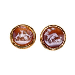 Antique agate Cameos Cufflinks, End of the 19th century