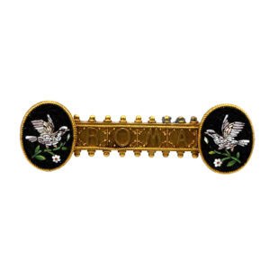 Antique Micromosaic Brooch late 19th c., Set in 18-carat. Rome