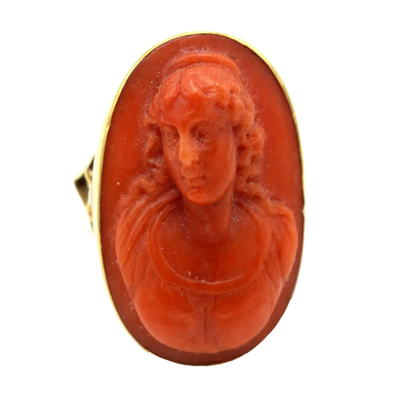Antique Mediterranean Coral Ring, 18 k Gold, Napoli, Mid of the 19th century - Image 3