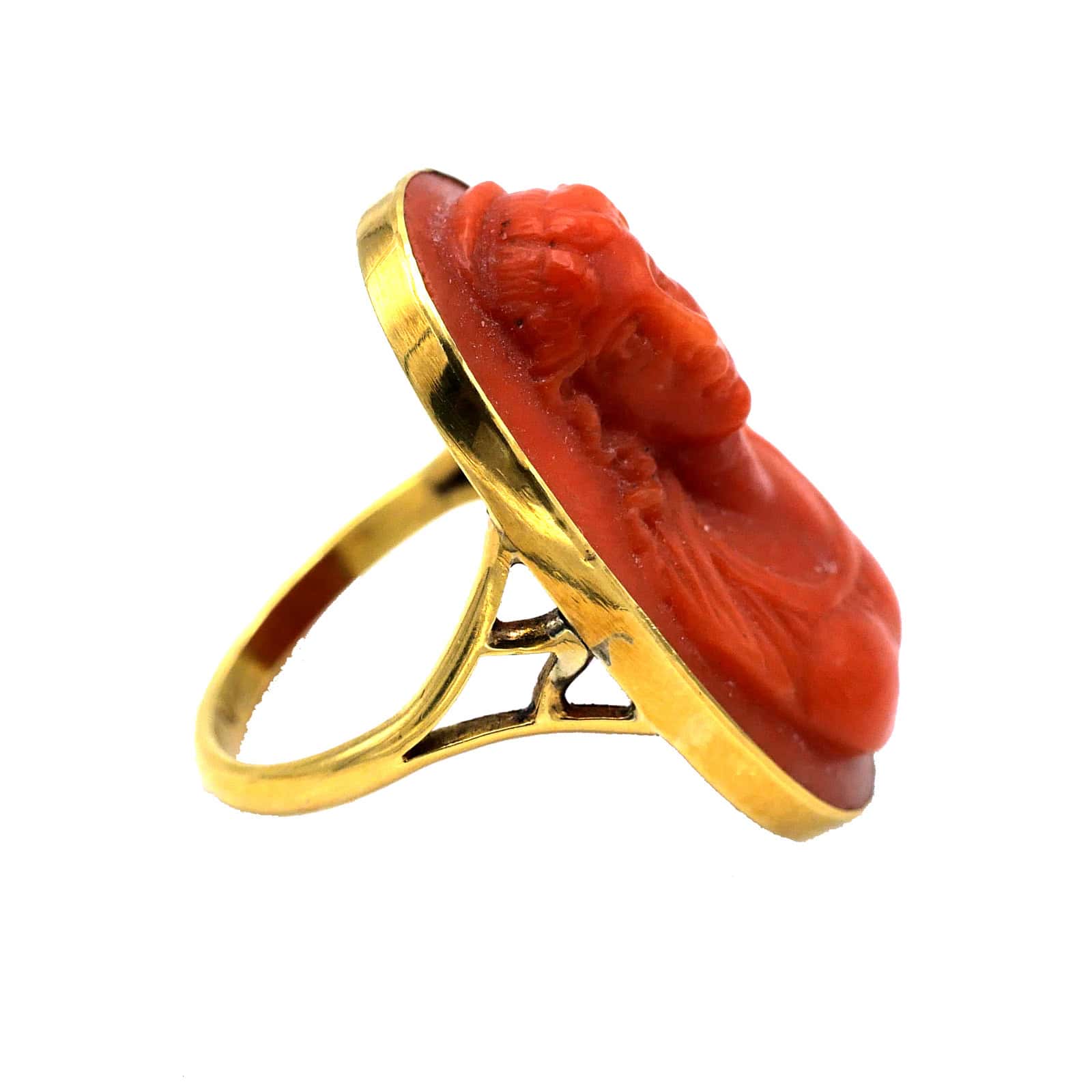 Antique Mediterranean Coral Ring, 18 k Gold, Napoli, Mid of the 19th century - Image 4