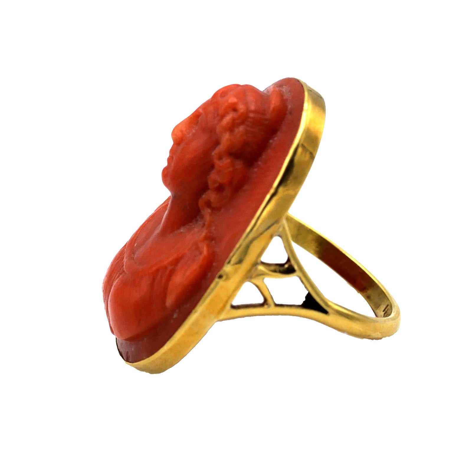 Antique Mediterranean Coral Ring, 18 k Gold, Napoli, Mid of the 19th century - Image 5