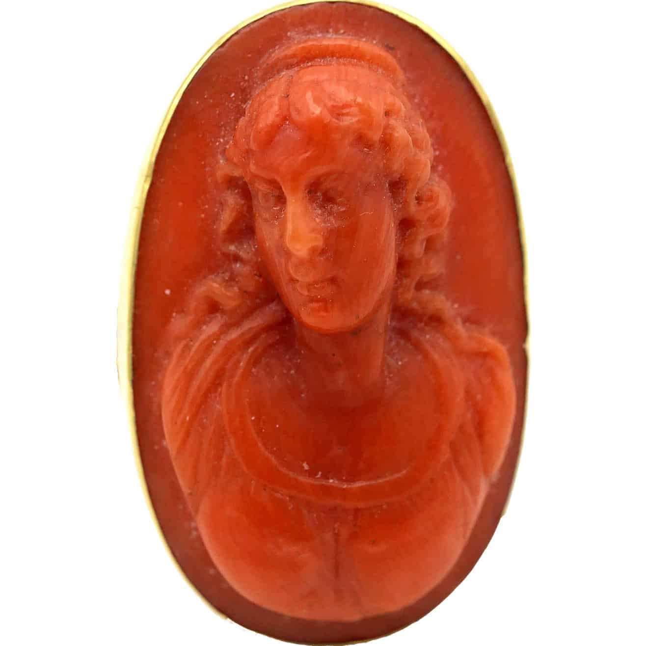 Antique Mediterranean Coral Ring, 18 k Gold, Napoli, Mid of the 19th century - Image 7