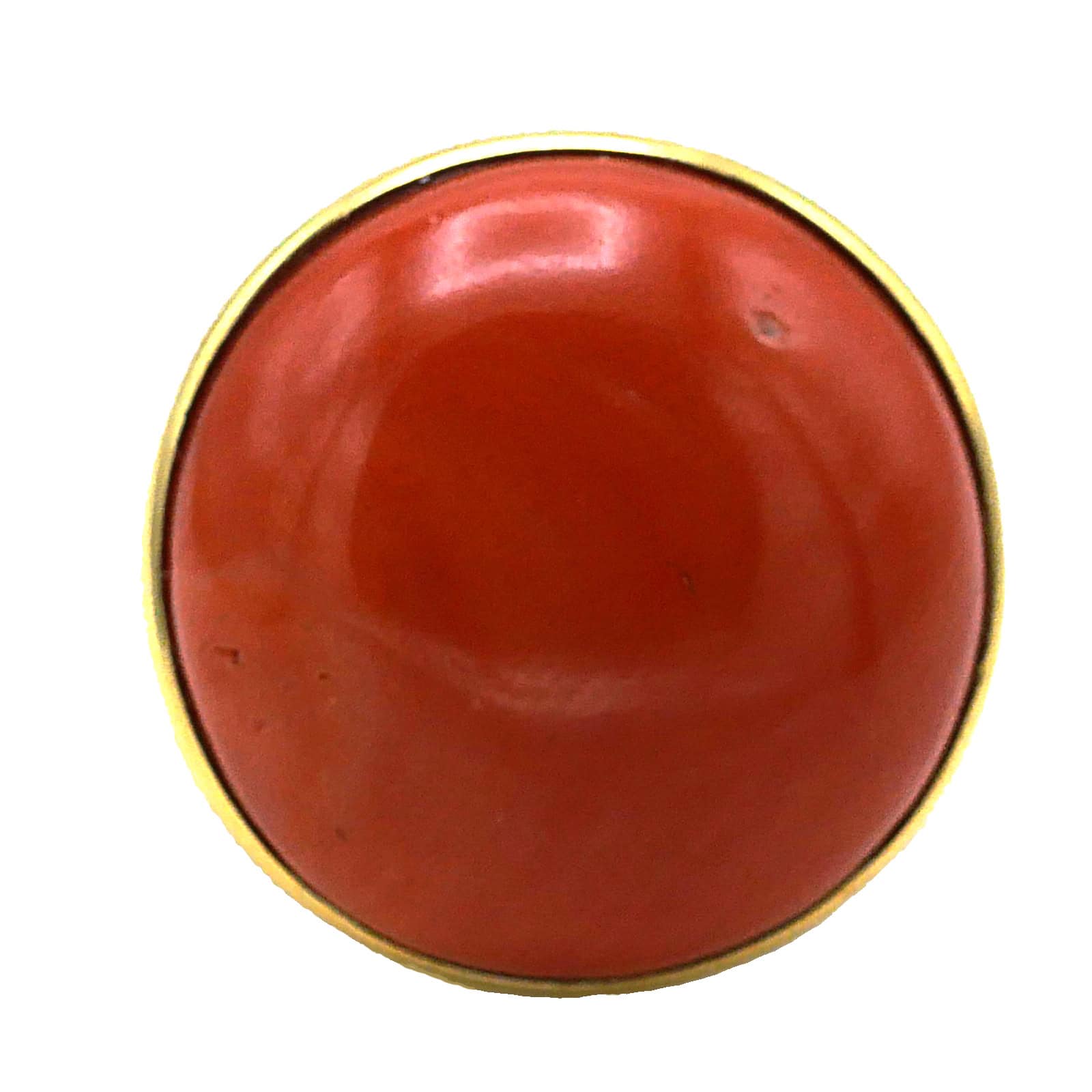 Large 18-carat Gold and Antique Coral Cabochon, Italy, Napoli - Image 3