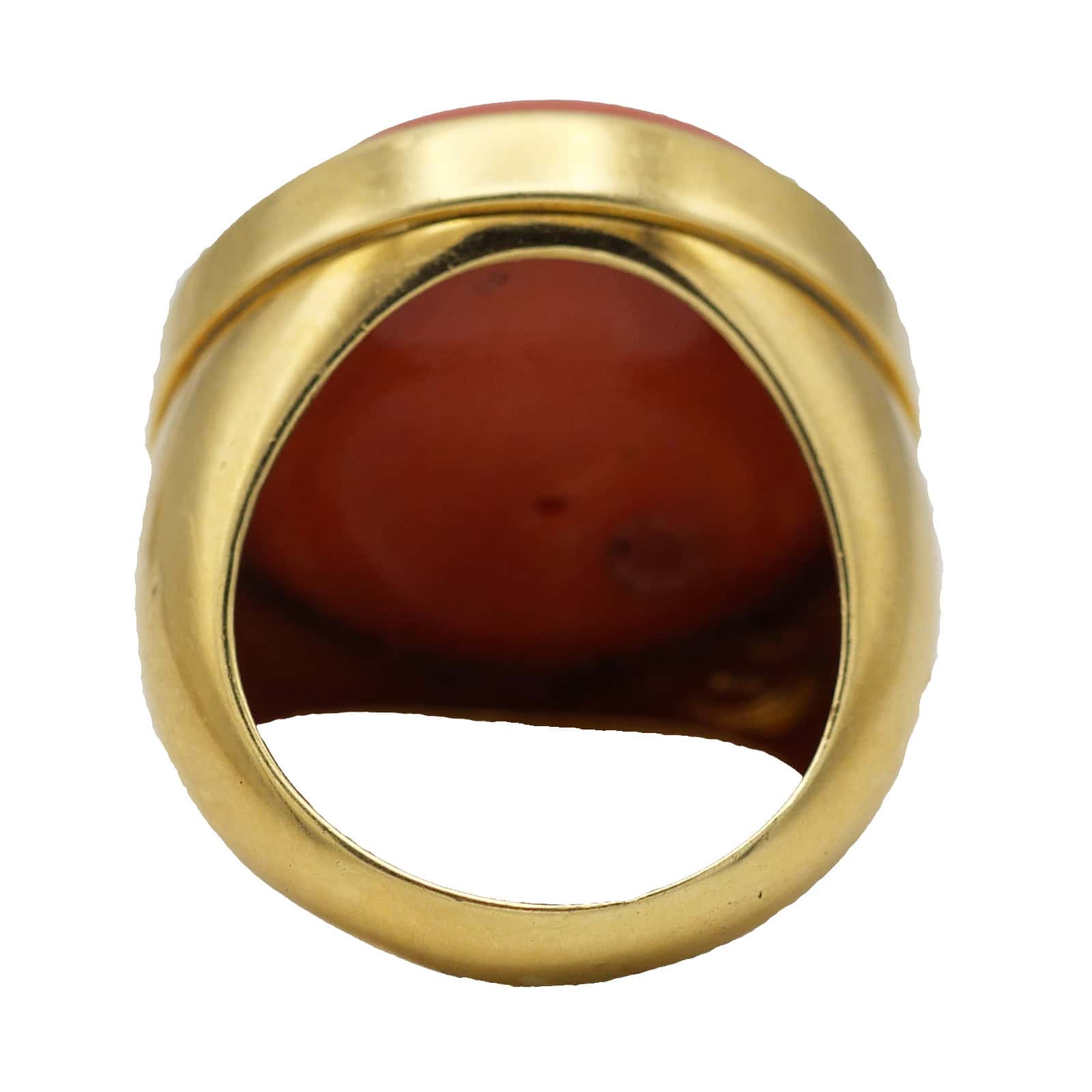 Large 18-carat Gold and Antique Coral Cabochon, Italy, Napoli - Image 4