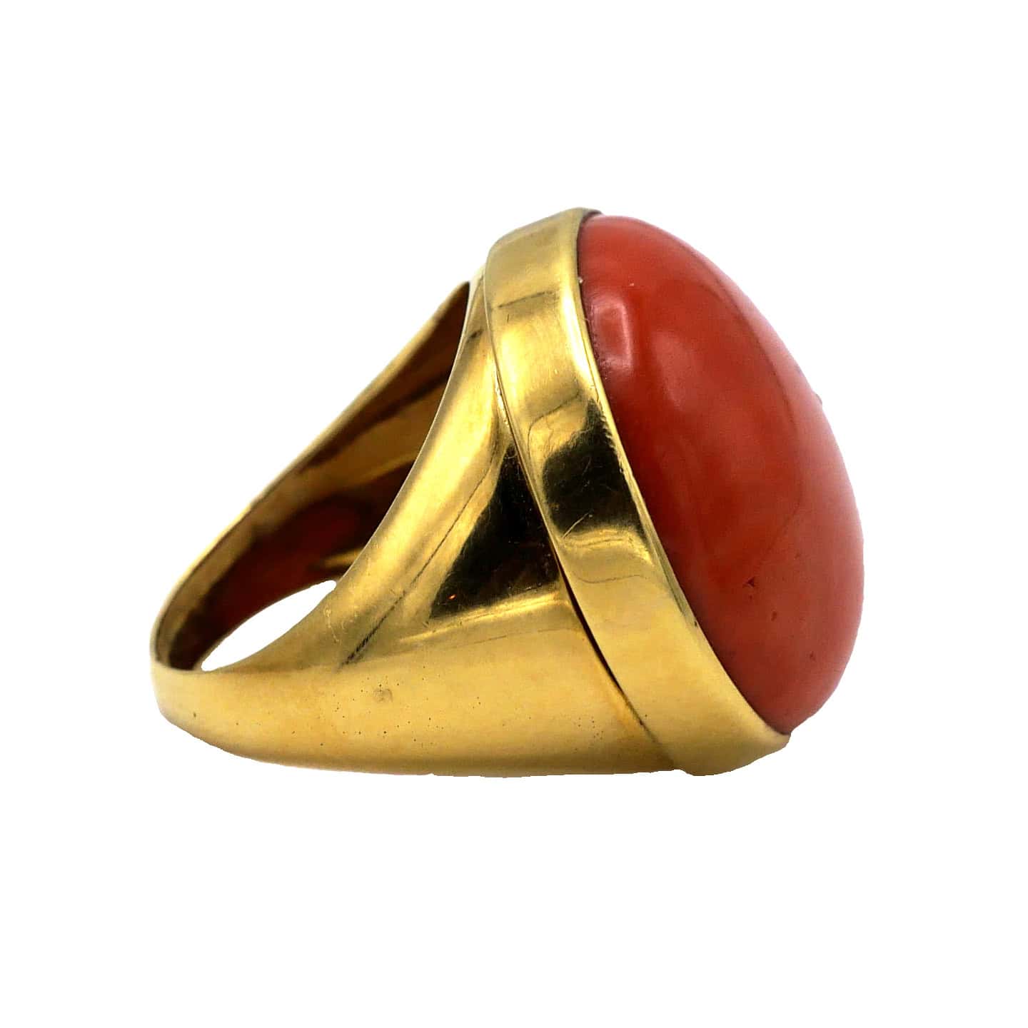 Large 18-carat Gold and Antique Coral Cabochon, Italy, Napoli - Image 5