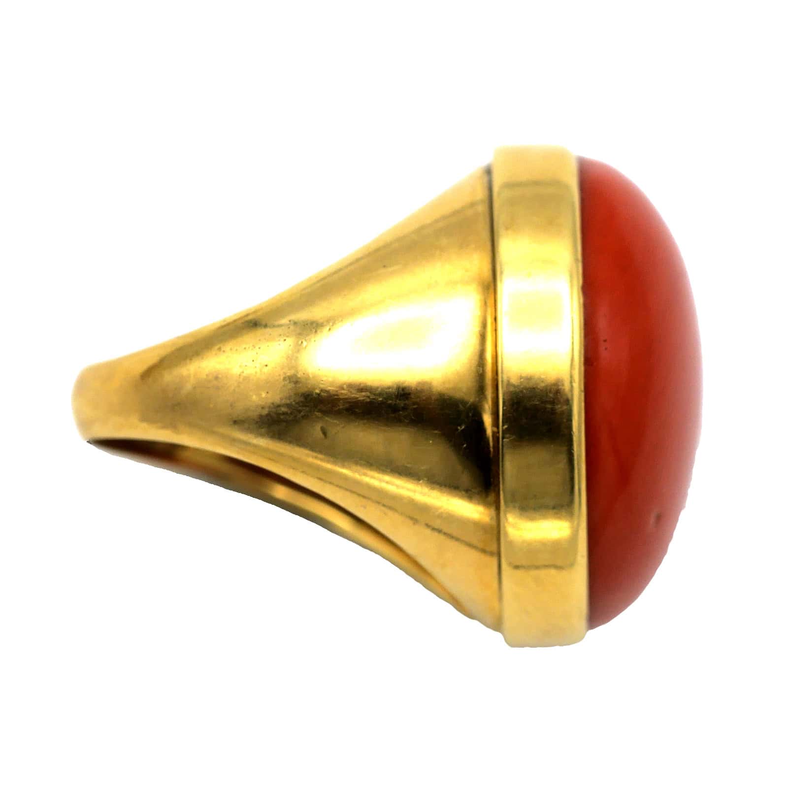 Large 18-carat Gold and Antique Coral Cabochon, Italy, Napoli - Image 6