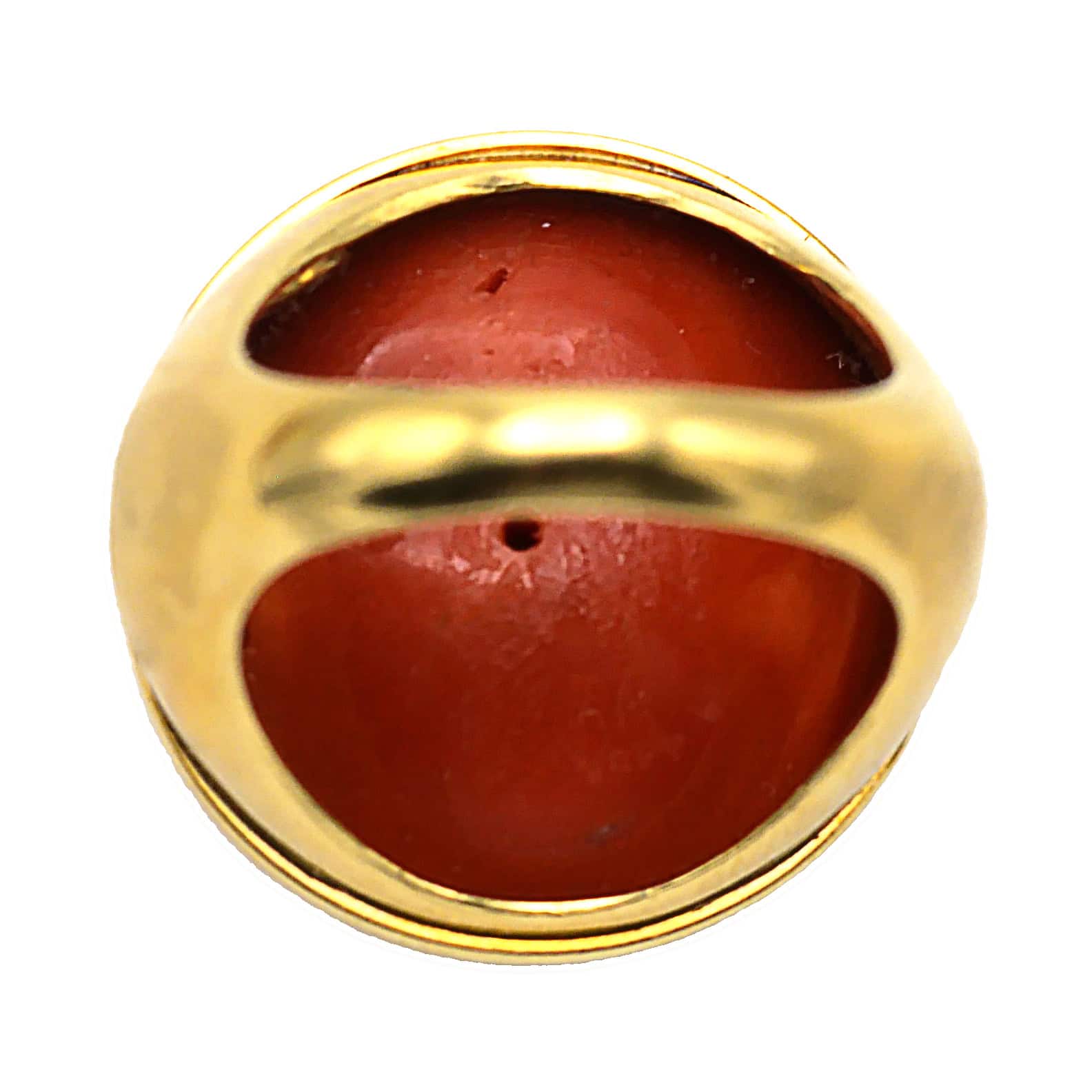 Large 18-carat Gold and Antique Coral Cabochon, Italy, Napoli - Image 7