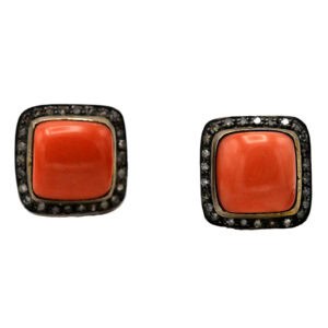 Modern Pair of Earrings , Gold,Diamonds silver and Coral, India